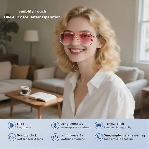 🎶⚡Wireless Audio Smart Glasses with Bluetooth 5.4 – Waterproof Sports Sunglasses with Anti-Blue Light & UV Shield 🕶️❄️