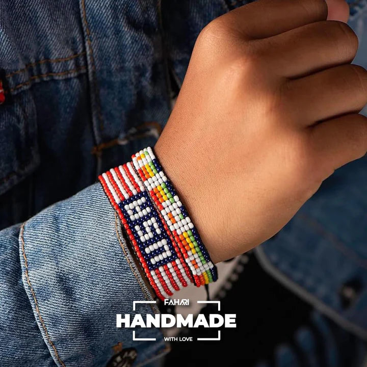 USA Bracelet - Men's Women's Handmade, Adjustable Bracelet - A Patriotic Statement (USA)