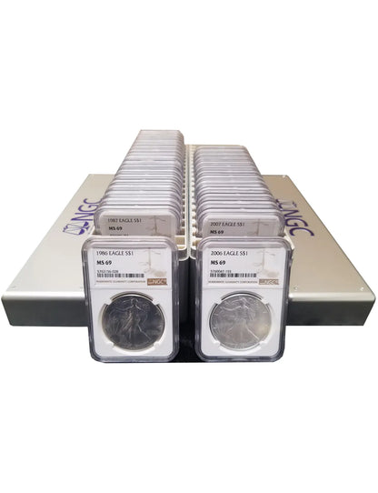 🦅Final 10 Sets Available✅1986–2026 American Silver Eagle Complete Date Set | NGC MS69 Certified 42-Piece Set