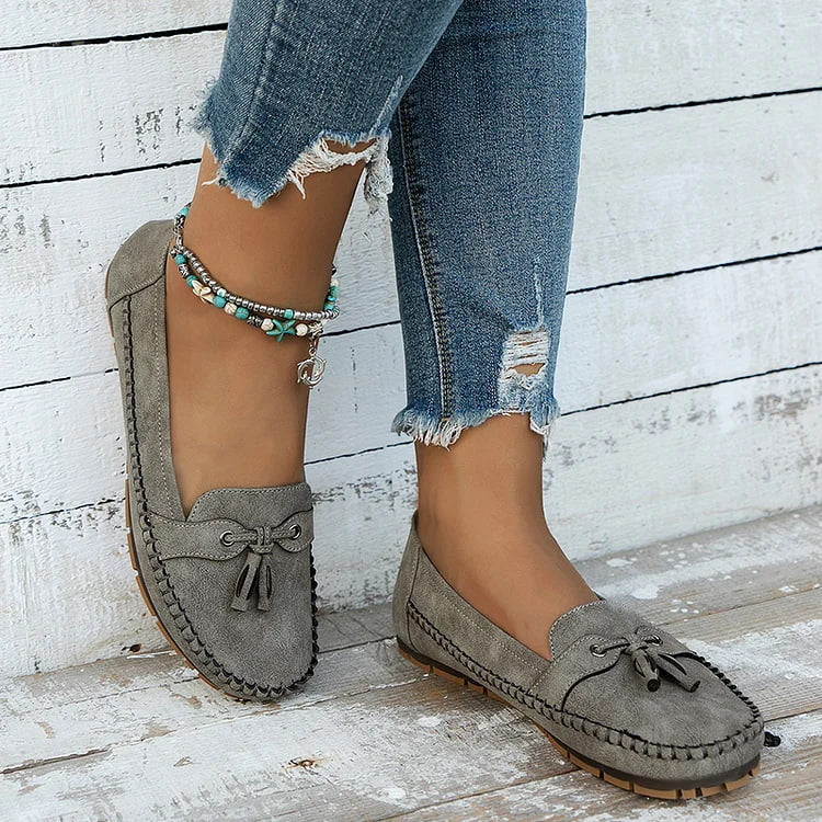 Women's Comfortable Soft Vintage Style Bow Embellished Loafers