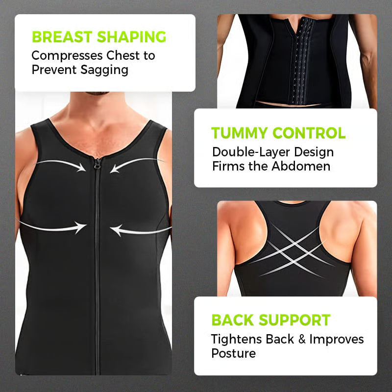 🔥 Last Day Sale – 49% OFF! ⏰ Men's Zipper Waist Trainer Trimmer Vest