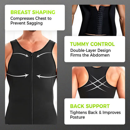 🔥 Last Day Sale – 49% OFF! ⏰ Men's Zipper Waist Trainer Trimmer Vest